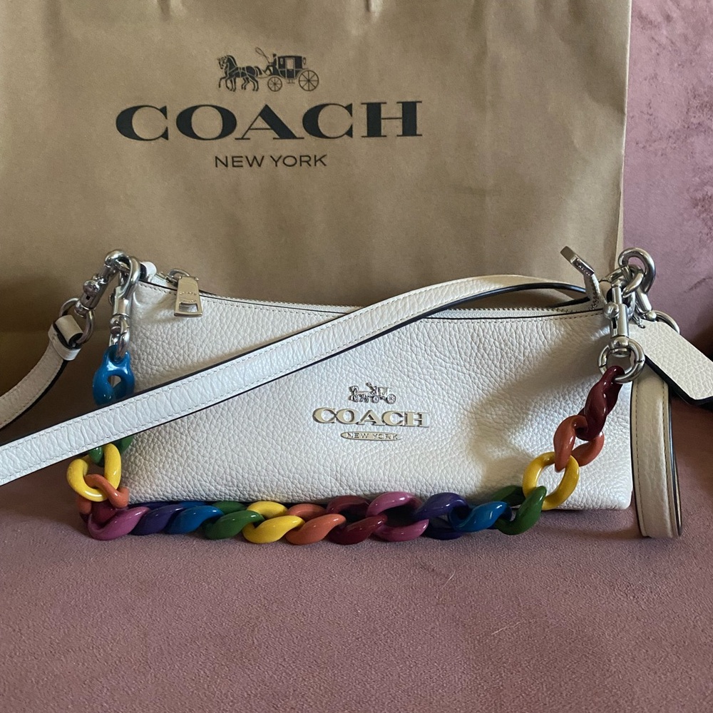 COACH Charlotte Shoulder Bag - White Rainbow Resin Chain - Picture 4 of 5